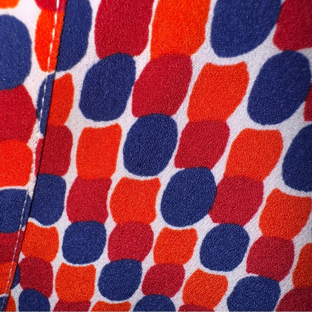 Talbots Long Sleeve Blouse Medium - Dopamine Dressing Geometric Red Blue Orange - Picture 10 of 12